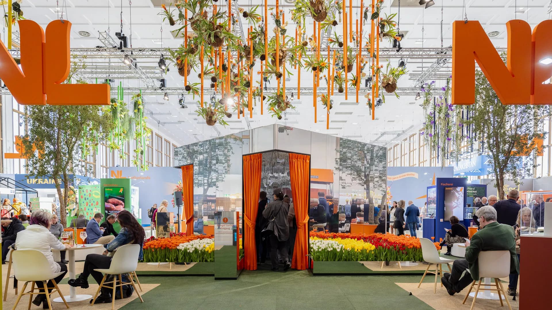 Trade show photography — branded exhibitor booth at an international trade fair